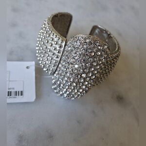 NWT! Diamond Cuff Rhinestone Costume Jewelry Cuff Silver AudreyKate Cuff Bangle